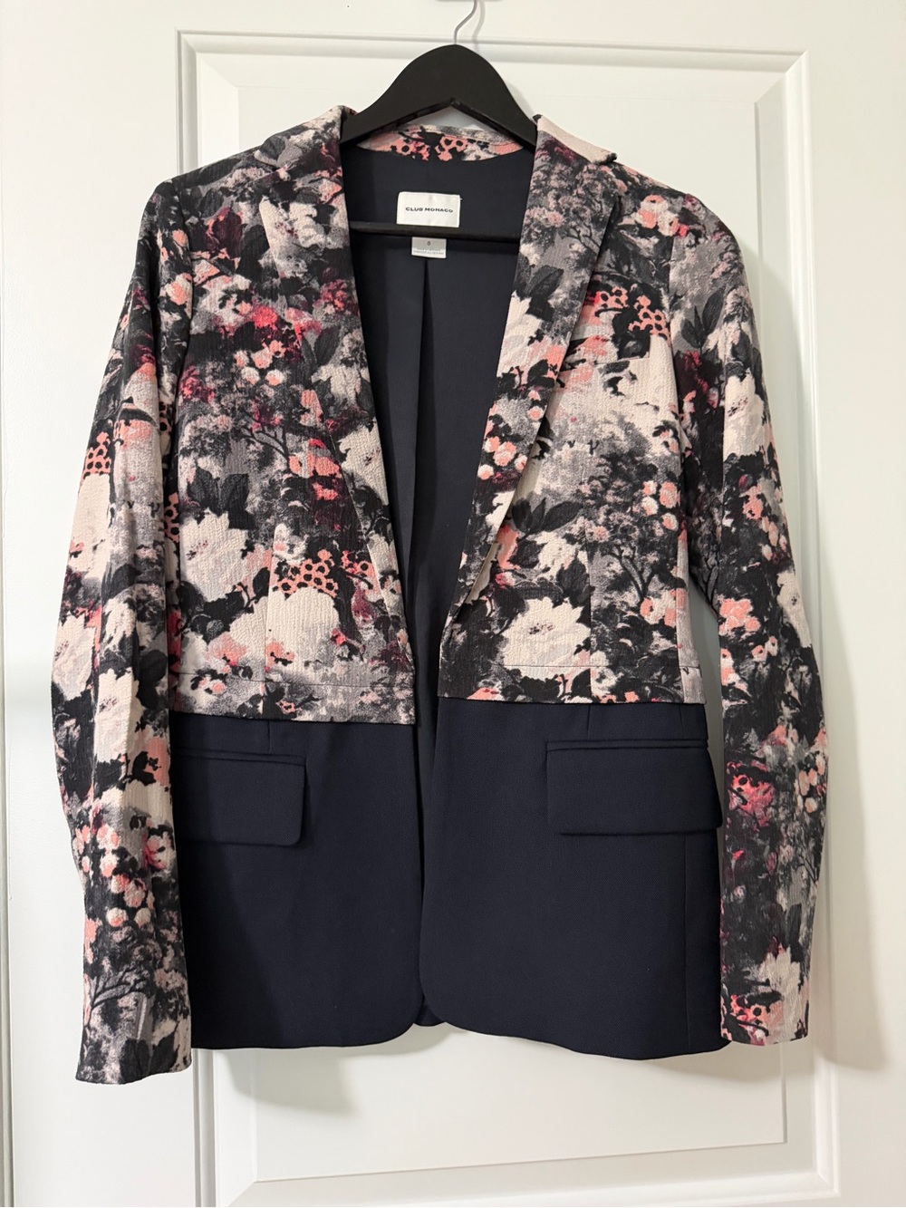 Club Monaco Floral-Print and Navy Two-Tone Blazer